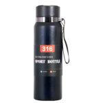 Insulated Temperature Display Water Bottle-800ml-Single Piece - Black