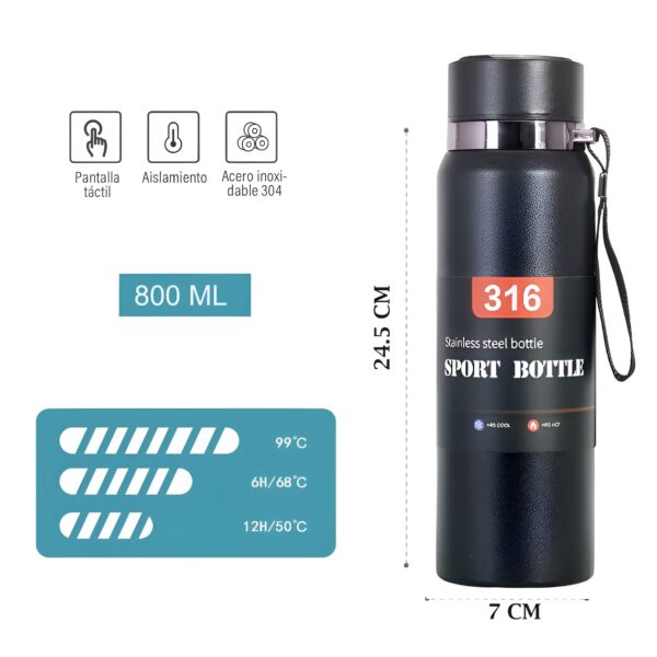 Insulated Temperature Display Water Bottle-800ml-Single Piece - Image 8