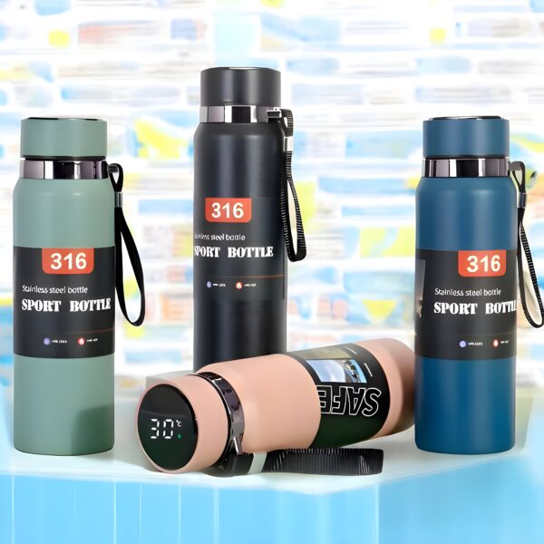 Insulated Temperature Display Water Bottle-800ml-Single Piece